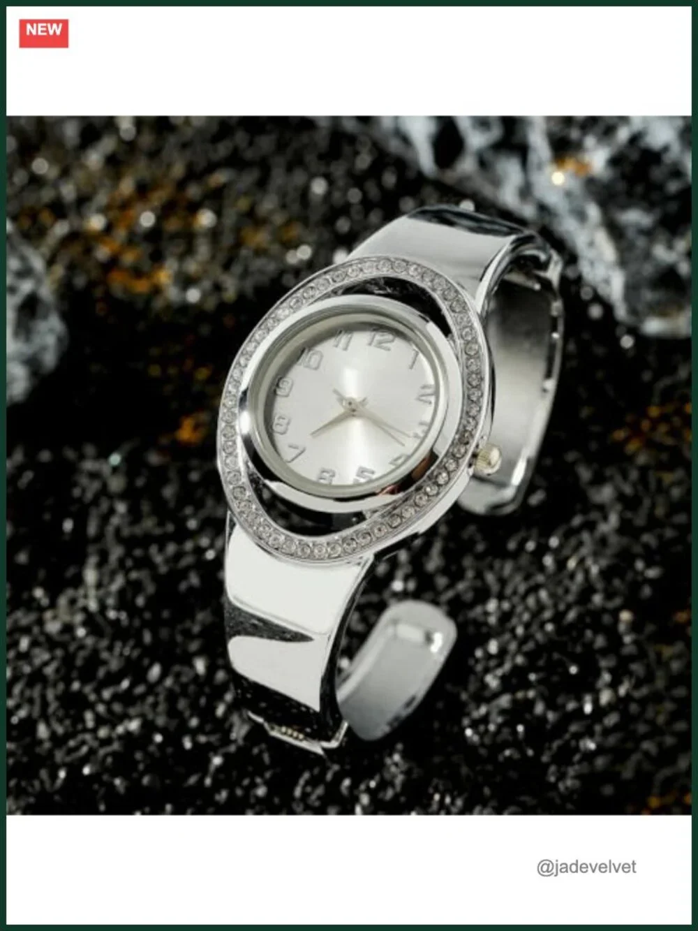 Women's Stainless Steel Cuff Bangle Watch Arabic Numeral Quartz Water Resistant